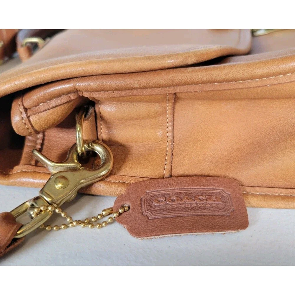 VTG Coach Morgan Briefcase 7105 British Tan Cowhide Leather Messenger Bag 90s